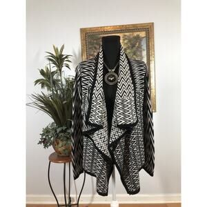 Cato Women LG Cardigan Sweater Open Shawl Cape Long Sleeve Chevron Knit Y2K Boho